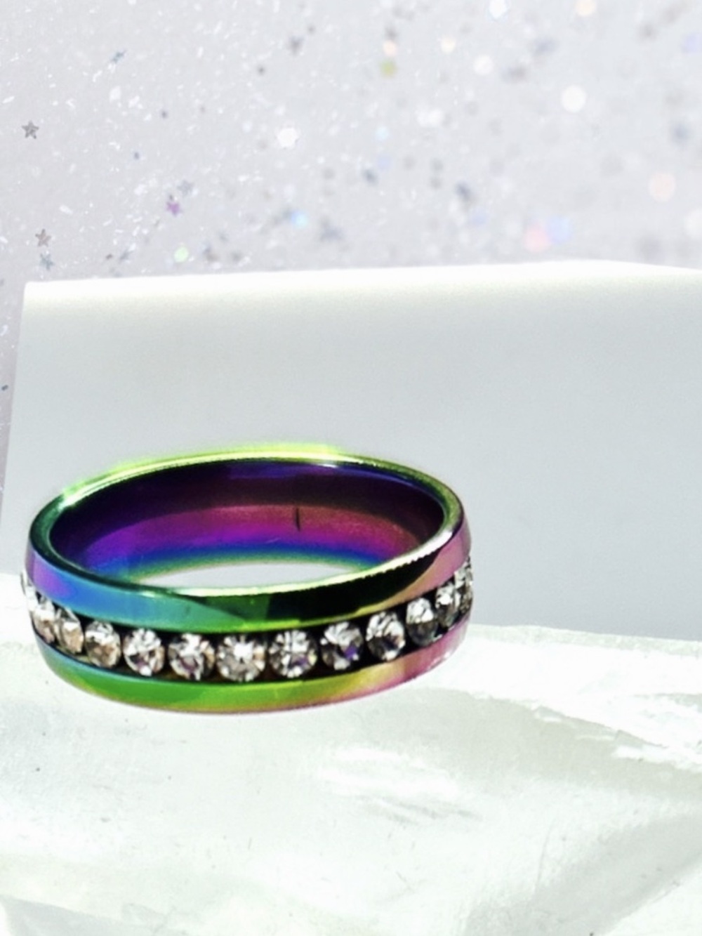 NWT Rainbow band Ring with zircon inlay NWT - Picture 10 of 11